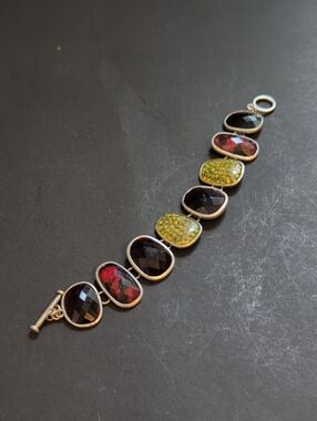 Multistone Faceted Bracelet in Black, Red, and Yellow